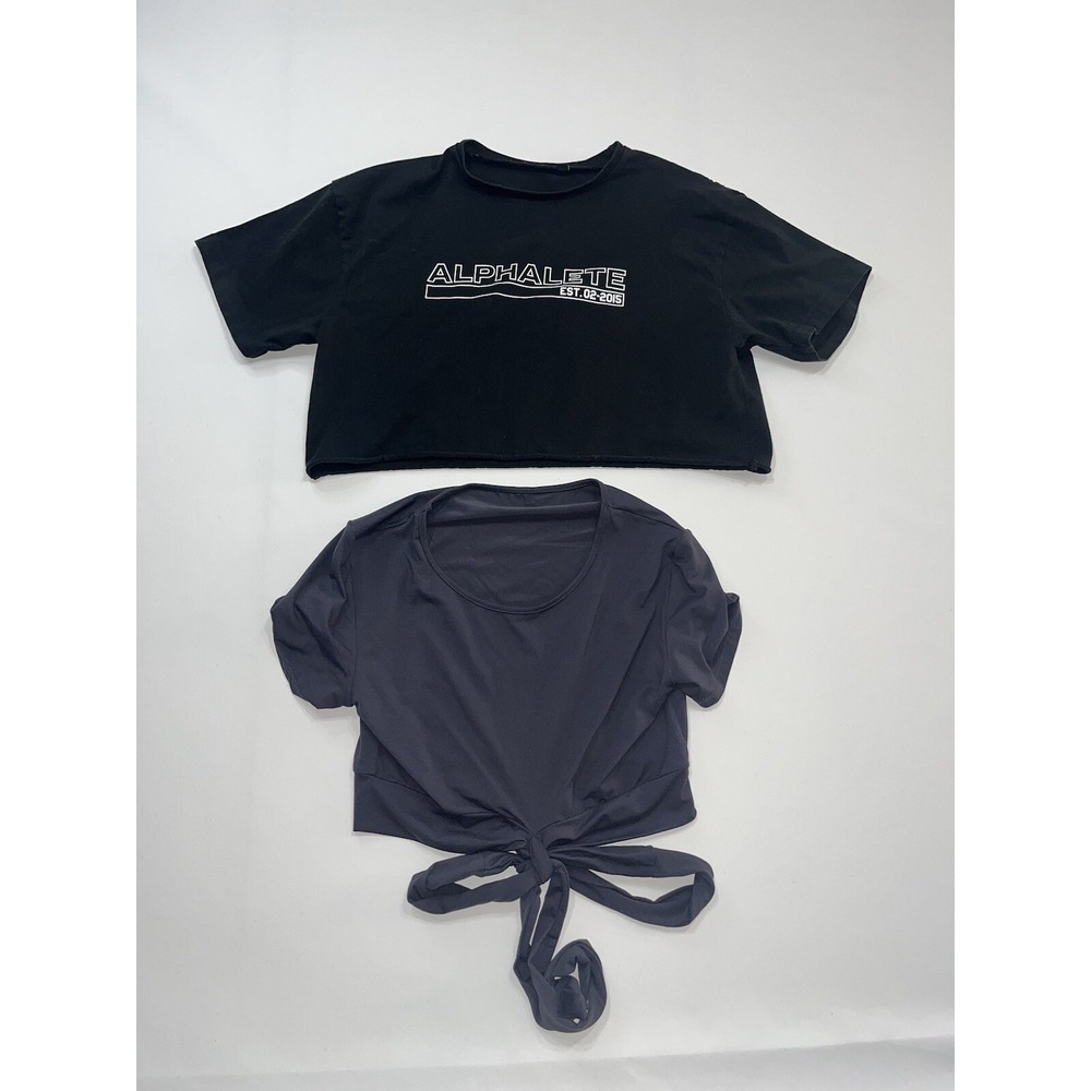 Alphalete Women's Small Cropped T Shirt And Tie Shirt Lot Of 2